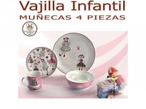 Vajilla Infantil 4 piezas niña Muñecas