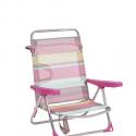 Silla playa aluminio Fibreline con asa y pata trasera plegable