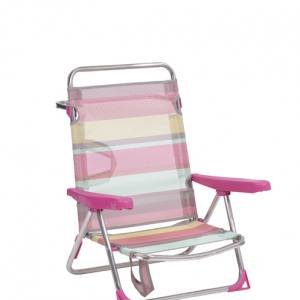 Silla playa aluminio Fibreline con asa y pata trasera plegable