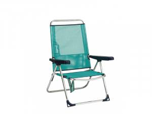 Silla playa alta aluminio Fibreline. Respaldo bajo. Con asa. Multiposición.